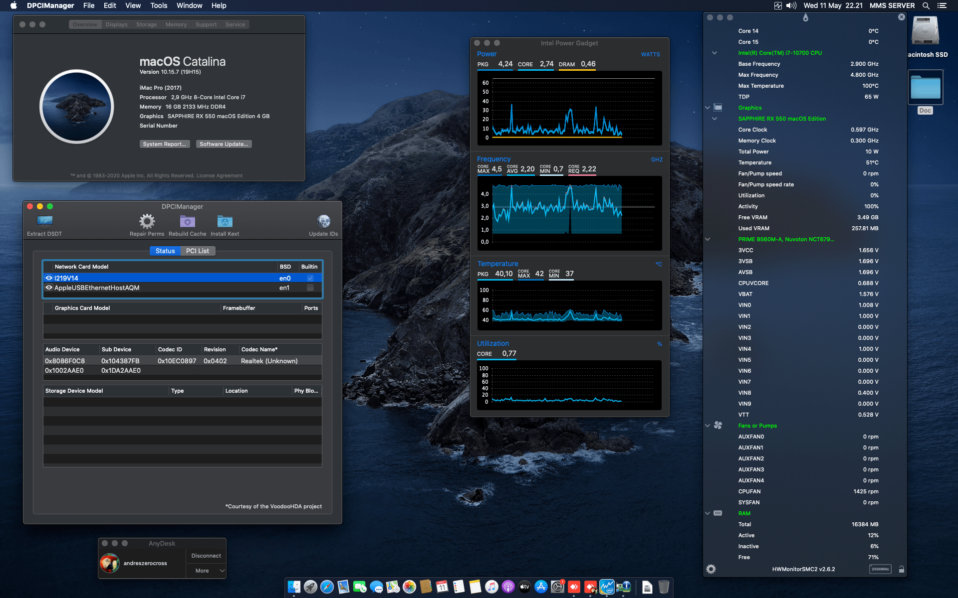 Success Hackintosh macOS Catalina 10.15.7 Build 19H15 in Asus Prime B560M-A + Intel Core i7 10700 + Sapphire RX 550